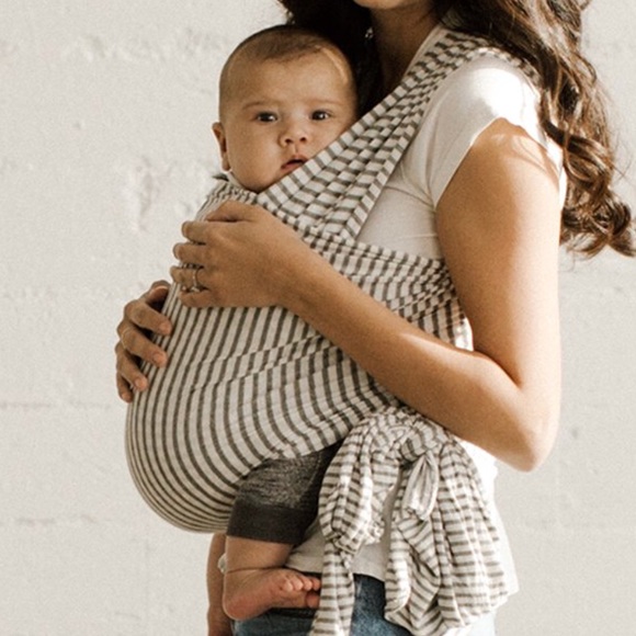 solly baby wrap natural and grey stripe